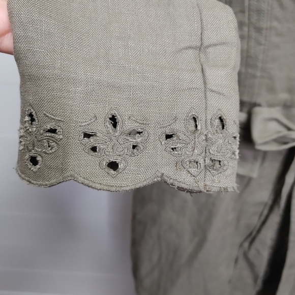 100% linen khaki green jacket size S - Picture 6 of 16